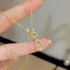 Colar com Pingente de Cabacinha Natural Calcedônia S925 Prata Esterlina Coração Duplo Anel Folu Corrente de Clavícula Feminina Nova Chinesa de Alta Qualidade