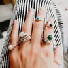 Anillo de cristal sanador de venta caliente transfronteriza anillo de envoltura anillo de gema piedra de cumpleaños sanadora apilamiento