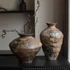 Vaso Retro Estilo Wabi-sabi de Jingdezhen Sem Furo Arranjo de Flores Secas Artesanal Decoração de Ornamentação de Vaso de Barro Cerâmica Rústica B&B Zen