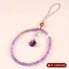 Colgante de Cadena para Teléfono de Amatista Natural, Nuevo Llavero de Hebilla de Paz Cultural y Creativo Estilo Chino, Accesorio para Colgar en Bolso, Estilo Étnico Nacional