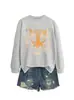 Amazon Ebay Estación Independiente Moda Elegante Interesante Dama Cabeza de Tigre Colorido Otoño e Invierno Cuello Redondo Sudadera Camiseta Base
