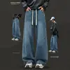 Jeans Americanos Rectos Forrados de Polar para Hombre Otoño Invierno Pantalones Engrosados Pantalones de Hombre Estilo Neutro Marca Tendencia High Street Sueltos Tallas Grandes