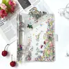 Porta-Fichário Glitter PVC 6 Furos B5 Capa de Planejador Macia Transparente com Lantejoulas Coloridas e Concha do Porta-Fichário com Areia Flutuante