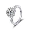 Explosões Vivas Moissanite Imitação Flor Fugui Pistilo Anel Feminino de Alta Qualidade Luxo Flor 1 quilate Boca Viva Anel de Dedo
