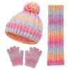 Conjunto de Chapéu, Cachecol e Luvas Europeu e Americano para Crianças, Novo Estilo Outono e Inverno, Chapéu de Bebê com Pom Pom Único