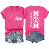 Mãe Sênior 2027 Amazon Wish Site Independente Moda Versátil Feminina Gola V Manga Curta Camiseta Transfronteiriça