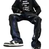 Jeans negros de pierna recta para hombre, holgados, de otoño, a la moda coreana, marca popular Ins, hip-hop, con costuras de cachorro, pantalones guapos