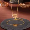Colar de Amor Popular, Luxo Leve e Simples Pulseira de Aço Inoxidável Sol e Lua com Diamante, Conjunto de Joias Fresco e Versátil
