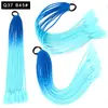 Pelucas Trenzadas de Colores Estilo Europeo y Americano, Coletas de Color Degradado, Trenzas de Espiga de Celebridades de Internet, Trenzas de Boxeadora de Tres Hebras para Discoteca