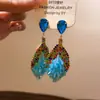 Pendientes de Hoja Gota de Agua con Diamantes Incrustados de Aguja de Plata Pendientes de Moda Exagerados Europeos y Americanos Resistentes Personalizados Lujo Accesible Pendientes de Gama Alta para Mujer
