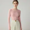 Suéter 100% cachemira pura para mujer, cuello redondo, jersey otoño/invierno, manga larga, tejido ajustado, capa base suave y cómoda