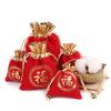 Punto rojo dorado bolsa de la suerte franela cordón de ajuste bolsillo con cordón festivo de Año Nuevo regalo empaque de joyería bolsa de dulces con palabra de la suerte
