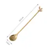 Cuchara de Acero Inoxidable con Forma de Hoja Cuchara Creativa para Revolver Café Estilo Bosque Transfronterizo Nido de Pájaro Miel Dorada Pequeña Cuchara para Postre
