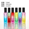 Botella de perfume de vidrio con degradado de colores 12 ml botella de recarga de perfume portátil alta estética spray de fragancia de presión botella vacía