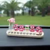 Placa de Estacionamento Temporário para Carro Novo Urso Rosa Placa de Número de Telefone para Carro em Movimento Ornamentos Criativos Fofos para Carro