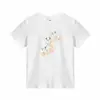 Camiseta de algodón puro de manga corta, color albaricoque, hombro normal para mujer, nuevo estilo de verano, estampado de perro con manchas de dibujos animados, top versátil de cuello redondo para mujer