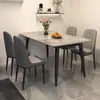 Juego de Mesa y Sillas de Comedor de Pizarra, Mesa de Comedor para Uso Doméstico, Apartamento Pequeño, Mesa de Comedor de Sala de Estar de Lujo Ligero, Rectangular, Moderna, Mármol, Minimalista