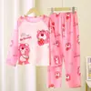 Amazon 2025 Novo Pijama Infantil Meninas Primavera e Outono Manga Longa Crianças Meninas Meninos Crianças Médias e Grandes Roupas de Casa de Outono