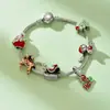 Pulseras de Navidad al por mayor Moda Europea y Americana Tendencia Papá Noel Copo de Nieve Campana Metal Estilo Frío Pulseras Festivas