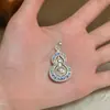 Colar com Pingente de Cabacinha Azul Esmaltado Giratório Feminino Luxo Leve Design de Nicho Acessórios Corrente para Clavícula Joias Femininas