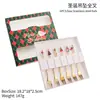 S Regalo de Navidad juego de cucharas de acero inoxidable lindo colgante cuchara de postre cuchara de café tenedor de fruta cuchara caja de regalo
