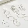 Moda Europea y Americana de Venta Caliente Anillos de Moda de Nicho Plateados Apertura Asimétrica Juego de 8 Piezas Anillo Personalizado para el Dedo Índice para Mujeres