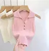 Chal de Punto de Verano para Mujer con Cuello en V sin Mangas, Versátil Multicolor, Top Básico Ajustado