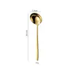 Cuchara Pequeña para Sopa Estilo Coreano Acero Inoxidable 304 Cuchara Redonda para Uso Doméstico, Cuchara Pequeña para Sopa Personal de Hot Pot, Cuchara de Color Dorado, Cuchara de Comedor