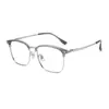 Gafas de Titanio Puro 56 Montura Cuadrada Ultragrande 95072 Ultraligeras Montura Browline de Negocios Semi-Montura Gafas Versátiles Casuales de Gama Alta