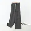 Pantalones Anchos de Rayas Blancas y Negras Engrosados para Otoño e Invierno, Pantalones de Casa para Mujer, Ropa de Abrigo, Pantalones Casuales Cálidos, Pantalones Largos