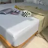 Lençol de Elástico Liso Colorido Dupla Face com um Lado Seda de Gelo e um Lado Veludo de Veado Doméstico Lavável à Máquina Simmons Capa Protetora Saco de Cama à Prova de Poeira