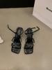Sandálias Francesas de Salto Alto Nicho Sapatos Femininos 2024 Novo Verão Estilo Fada Elegante Preto Sapatos Romanos