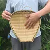 Cesta tamizadora de bambú tejida cesta aventadora cesta de bambú granja hecha a mano bambú de primera capa con cáscara verde cesta de bambú cocina lavado de verduras escurrir secado decoración hogar