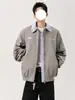 Chaqueta de solapa estilo americano de dos piezas falsas para hombres y mujeres, chaqueta de béisbol a rayas de retazos de otoño, cárdigan holgado para parejas