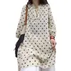 Vestido Artístico Retro de Lunares para Mujer 2026 Nuevo Verano de Algodón y Lino Vestido Camisa de Longitud Media para Viaje
