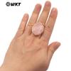 WT-R516 Gema de Cristal Natural Piedra Octágono Chapado en Oro de 18k Clásico Unisex Usable Anillo Abierto