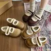Sapatos femininos estilo Birkenstock, de boca rasa, com velcro e forro de fleece retrô, botas de neve quentes estilo coreano batata pequena, inverno 2026