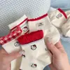 Calcetines Cortos de Dibujos Animados Lindos de Gato Kt para Mujer, Nuevos Calcetines de Estudiante para Primavera y Verano, Calcetines de Media Pantorrilla Sin Costuras de Moda Estilo Coreano