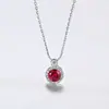 Pag&Mag Transmissão Ao Vivo Venda Quente S925 Prata Esterlina Colar Pingente Cravejado com Rubi para Mulheres com Design de Diamante Duplo, Colar Leve de Luxo para Clavícula