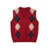 26 Chegada Outono Inverno Estilo Old Money Padrão Diamante Intársia Colete de Pelúcia Suéter de Cashmere Senso de Design Suéter de Lã Puyuan