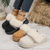 Botas de Nieve Gruesas Transfronterizas para Mujer con Punteras Cubiertas de Piel y Zapatillas de Algodón Engrosadas para Mujer con Terciopelo para Mantener el Calor en Interiores y Se Pueden Usar Afuera Zapatos de Algodón
