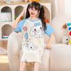 Nova camisola para meninas verão gelo seda algodão fino manga curta infantil grande princesa desenho animado vestido roupas para casa