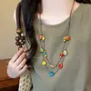Cadena de Suéter de Cerámica Larga y Colorida para Mujer, Collar de Doble Capa Estilo Dopamina, Accesorio de Playa para Combinar con Vestidos