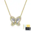 Pingente borboleta de moissanita com diamantes totais, corrente de clavícula feminina de alta qualidade, direto da fábrica, joias de prata