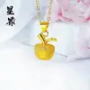 Colar Fruta da Paz Popular do Tiktok Maçã Sólida Pingente de Maçã Dourada Atacado Presente de Véspera de Natal Atacado