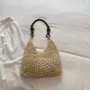 Bolso Tejido de Gran Capacidad para Mujer 2026 Nuevo Primavera Vacaciones en la Costa Bolso de Paja Elegante Bolso Tote de Hombro para Viajar