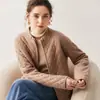 Cardigã de Algodão Texturizado Suéter de Cashmere Feminino Zíper Duplo Tricotado Solto Cardigã de Lã Engrossado Jaqueta Casual
