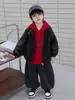 Conjunto de Tres Piezas de Chaqueta de Cuero para Niños de Primavera y Otoño, Atuendo Elegante y Moderno Estilo Coreano para Niños, Ropa de Moda para Niños Pequeños, Comercio Exterior