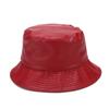 Sombrero de Pescador de Cuero PU de Placa Ligera Ins Europeo y Americano para Mujer Color Sólido Simple Sombrero de Cubeta Exterior Combinable Sombrero Parasol