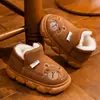 Zapatos de algodón para niños de invierno, forrados de felpa y engrosados para abrigar, botas de nieve, zapatos de bebé, diseño de dibujos animados, suela suave, antideslizantes, para niños y niñas